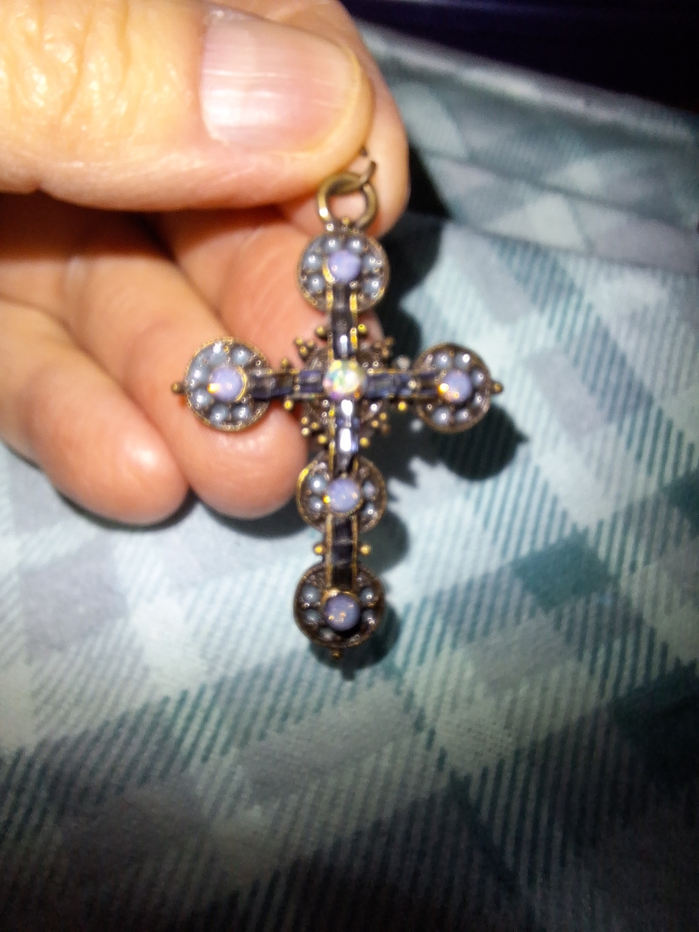 Gothic Cross Pendant in Purple & Gold